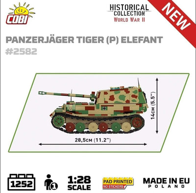 Panzerjager Tiger (P) Elefant (Sd.Kfz. 184)1944 brick tank model - COBI-2582 - 1252 bricks Cobi 