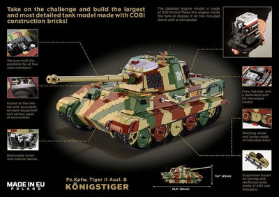 Panzerkampfwagen VI B Tiger II Königstiger - 1:12 brick tank model - COBI 2808 - 11000 bricks Tank COBI 