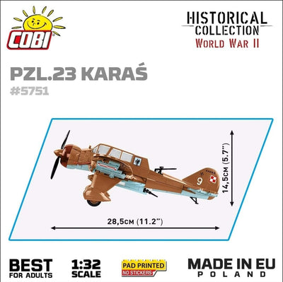 PZL.23 Karas brick plane model - COBI 5751- 586 bricks Planes Cobi 
