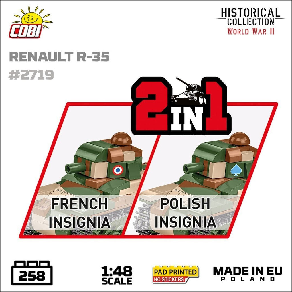Cobi R35 Scale Renault R35 brick tank model - COBI 2719 - 258 bricks – BRICKTANKS