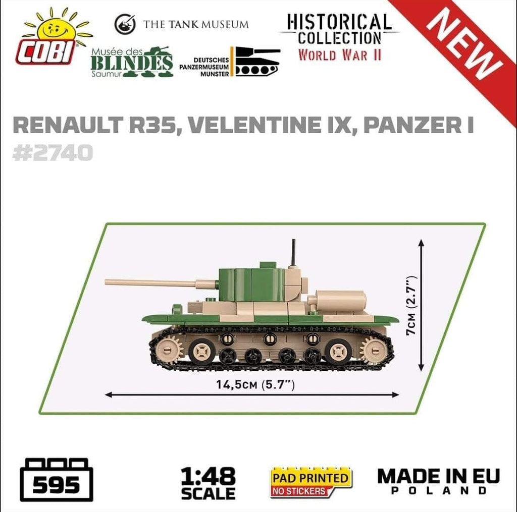 Renault R35, Valentine IX, Panzer I Museum 3-pack brick model set - CO ...
