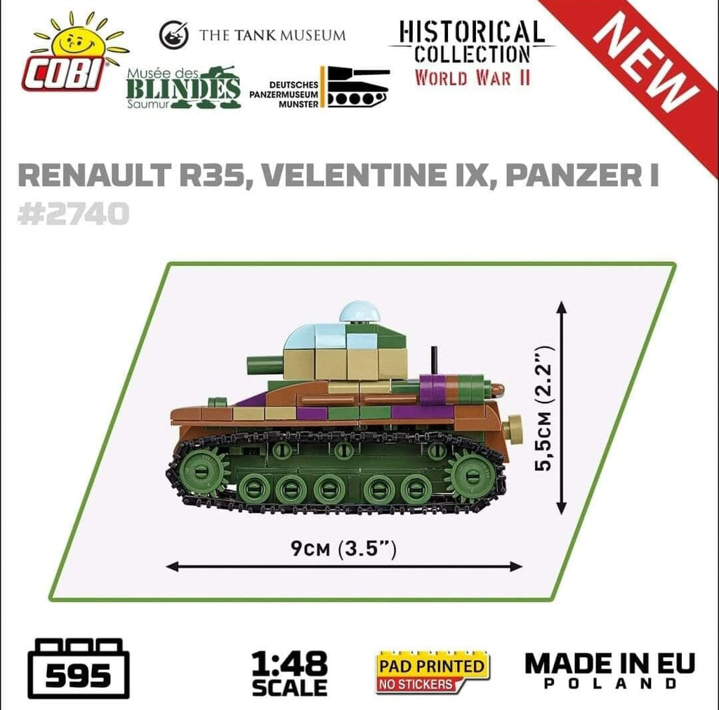 Renault R35, Valentine IX, Panzer I Museum 3-pack brick model set - CO ...