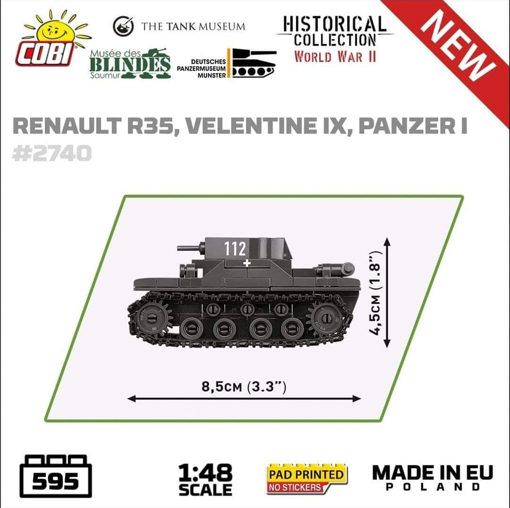 Renault R35, Valentine IX, Panzer I Museum 3-pack brick model set - CO ...
