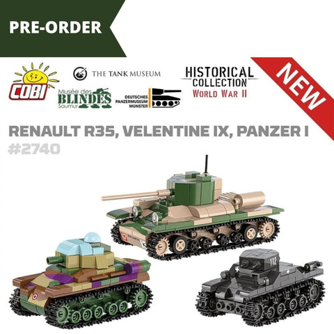 Cobi R35 Renault R35, Valentine IX, Panzer I Museum 3-pack brick model set ...