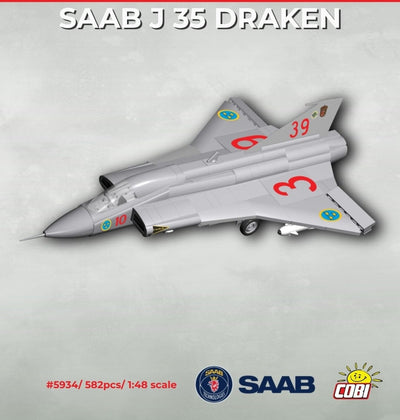 Saab J 35 Draken Linkoping brick plane model - COBI 5934 - 582 bricks Planes Cobi 