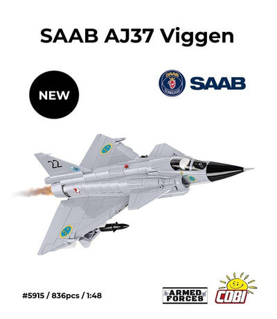 Saab VJ37 Viggen brick plane model - COBI 5915 - 836 bricks Planes Cobi 