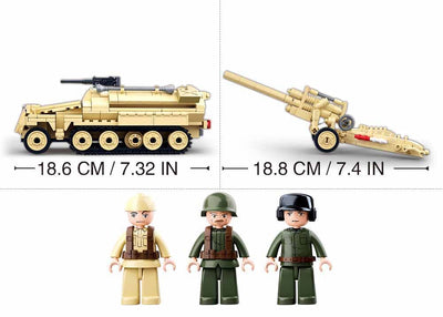 Sd.Kfz.251 Half track K18 105MM cannon brick model - Sluban M38-B0695 - 460 bricks Tank SLUBAN 