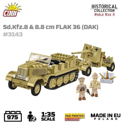 SD.Kfz.8 towing 8.8cm Flak 36 brick model - COBI 3143 - 1001 bricks Other Military Cobi 