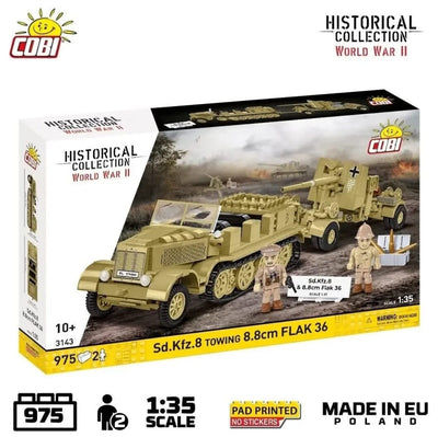 SD.Kfz.8 towing 8.8cm Flak 36 brick model - COBI 3143 - 1001 bricks Other Military Cobi 