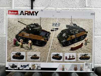 Sherman M4A3 (76W) brick tank model - Sluban M38-B1110 - 715 bricks Tank SLUBAN 
