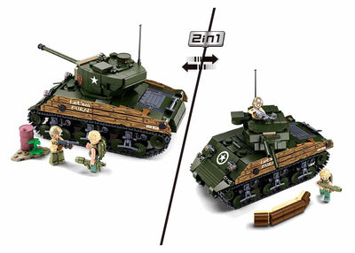Sherman M4A3 (76W) brick tank model - Sluban M38-B1110 - 715 bricks Tank SLUBAN 