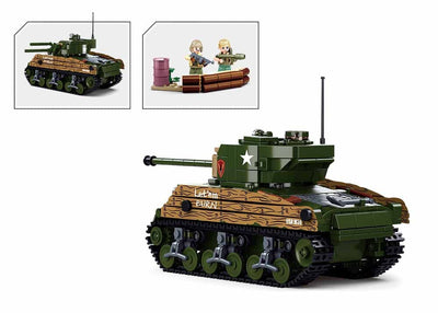 Sherman M4A3 (76W) brick tank model - Sluban M38-B1110 - 715 bricks Tank SLUBAN 