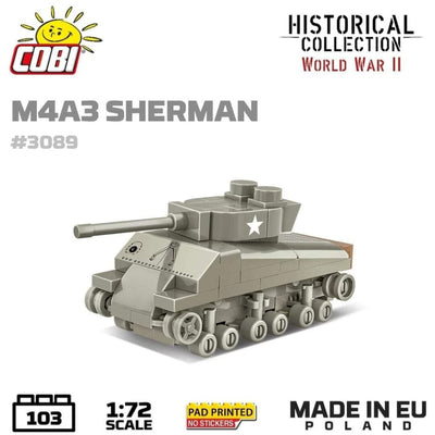 Sherman M4A3 brick tank model - COBI 3089 - 103 bricks Tank Cobi 