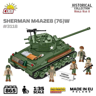 Sherman M4A3E8 (76)W brick tank model- COBI 3118 - 865 bricks Tank Cobi 