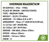 Sherman M4A3E8 (76)W brick tank model- COBI 3118 - 865 bricks Tank Cobi 