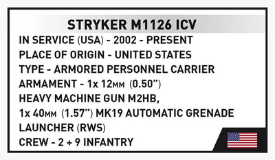 Stryker M1126 ICV brick model - COBI-2635 - 661 bricks Other Military COBI 