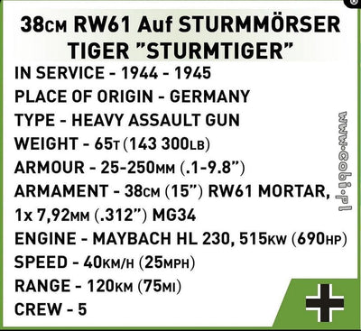 Sturmmorser Tiger "Sturmtiger" brick tank model - COBI-2585 - 1100 bricks Cobi 