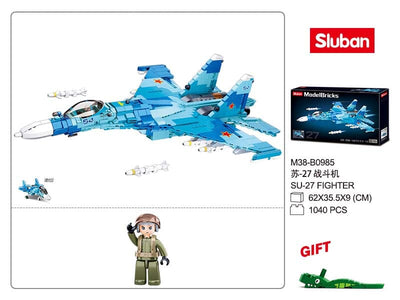 SU-27 Fighter 2 in 1 brick model plane - Sluban M38-B0985 - 1040 bricks Planes SLUBAN 