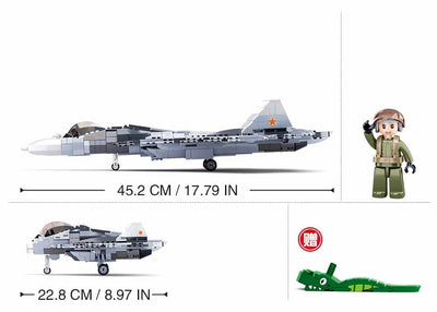 SU-57 Fighter brick model plane - Sluban M38-B0986 - 893 bricks Tank SLUBAN 