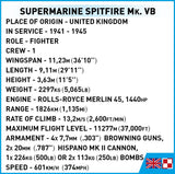 Supermarine Spitfire MKVB plane brick model - COBI 5725 - 344 bricks Planes Cobi 