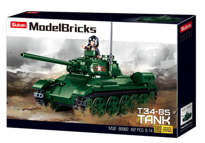 T34-85 brick tank model - Sluban M38-B0982 - 497 bricks Tank SLUBAN 