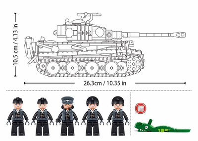 Tiger E-S brick tank model - Sluban M38-B1533 - 943 bricks Tank SLUBAN 
