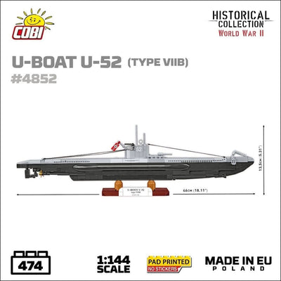 U-BOOT U-52 VIIB submarine brick model - COBI 4852 - 470 bricks Ship Cobi 