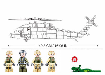 UH-60 Black Hawk brick model helicopter - Sluban M38-B1012 - 692 bricks Planes SLUBAN 
