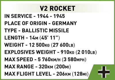 V2 rocket / Vergeltungswaffe-2 brick model - COBI 3121 - 600 bricks Other Military Cobi 