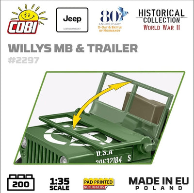 Willys MB Jeep & trailer - COBI 2297 - 200 bricks Other Military Cobi 