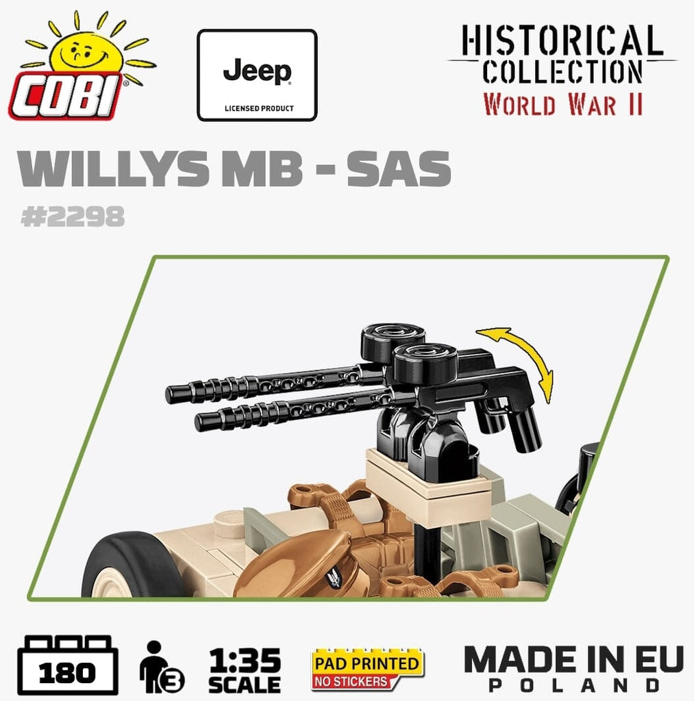 COBI 2298 Willys MB SAS Jeep - Kit De Construction Historique 180 Pièces Avec Figurines
