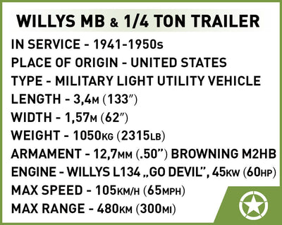 Willys MB & trailer - COBI 3132 - 200 bricks Other Military Cobi 