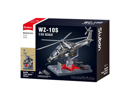 WZ-10S brick model helicopter - Sluban M38-B1233 - 914 bricks Tank SLUBAN 