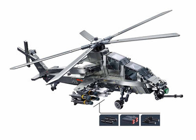 WZ-10S brick model helicopter - Sluban M38-B1233 - 914 bricks Tank SLUBAN 