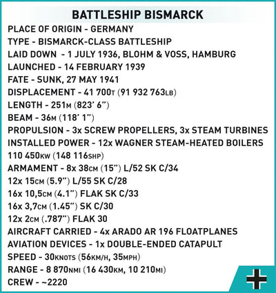 Battleship Bismarck Executive Edition - COBI 4840 - 2933 Bricks - BRICKTANKS