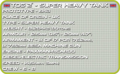 British Tog II Super Heavy Tank- COBI 2544 - 1230 brick tank - BRICKTANKS