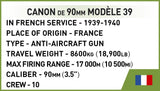 Canon De 90mm Modele 39 - COBI 2294 - 217 Bricks Other Military Cobi 