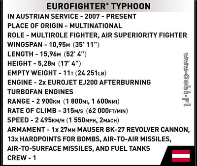 Eurofighter Typhoon (Austria) brick plane model - COBI 5850 - 635 bricks Planes Cobi 