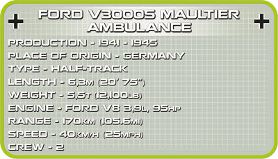 Ford V3000S Maultier - COBI 2518 - 535 brick tracked ambulance - BRICKTANKS