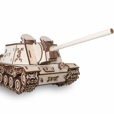ISU 152 Self-propelled Gun Mechanical Wooden Model Kit - Eco Wood Art - BRICKTANKS