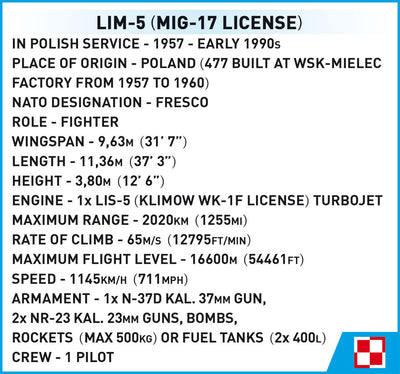 LIM-5 Polish Air Force 1959 - COBI 5824 - 575 Bricks - BRICKTANKS