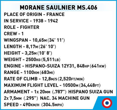Morane-Saulnier MS.406 - COBI 5724 - 317 Bricks - BRICKTANKS