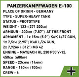 Panzerkampfwagen E-100 - COBI 2572 - 1510 Bricks Tank Cobi 