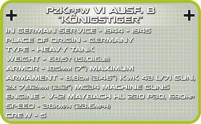 Panzerkampfwagen VI Tiger Ausf.B "Königstiger" (Tiger II)- COBI-2540 - 1000 brick tank - BRICKTANKS