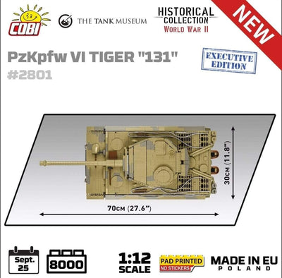 PzKpfw VI Tiger 131 1:12 brick tank model - COBI 2801 - 7800 bricks EXECUTIVE EDITION Tank COBI 