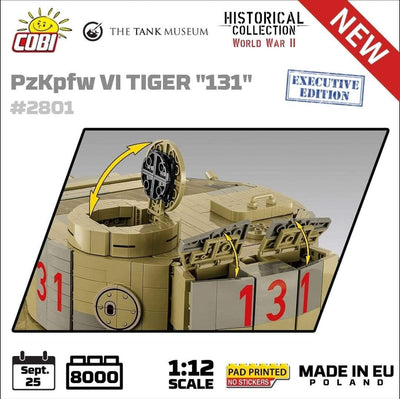 PzKpfw VI Tiger 131 1:12 brick tank model - COBI 2801 - 7800 bricks EXECUTIVE EDITION Tank COBI 