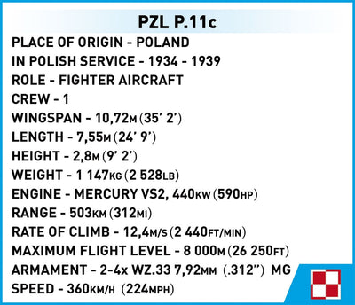 PZL P.11c - COBI 5742 - 320 Bricks Planes Cobi 