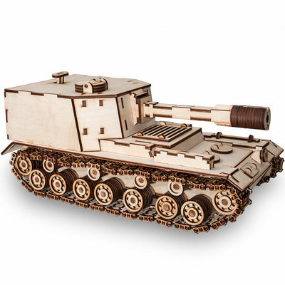SAU 212A Self-Propelled Gun Mechanical Wooden Model Kit - Eco Wood Art - BRICKTANKS