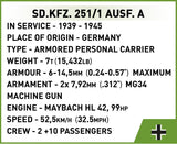 SD. KFZ. 251/1 AUSF.A 590 KL. half track brick model - COBI 2552 - 590 bricks Other Military Cobi 