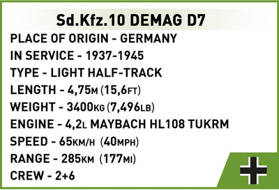 SD.KFZ.10 Demag D7 - COBI 2273 - 283 bricks - BRICKTANKS